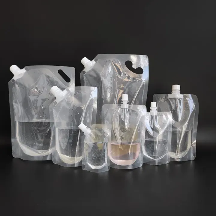 Lot de 100 Pochettes Transparentes 100 ml avec Bec Verseur et Poignée – Idéales pour Boissons et Eau Potable