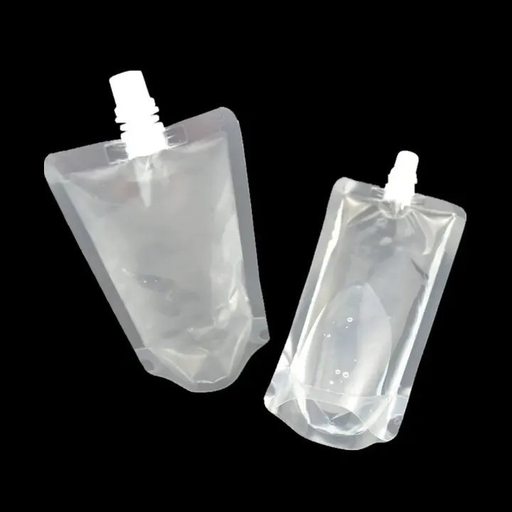 Lot de 100 Pochettes Transparentes 100 ml avec Bec Verseur et Poignée – Idéales pour Boissons et Eau Potable