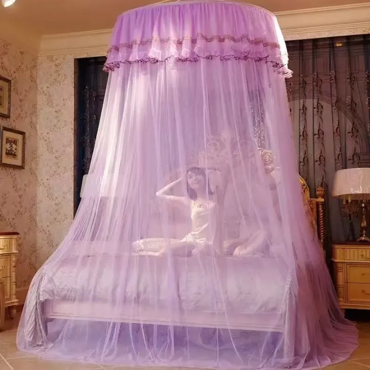 Moustiquaire Dôme Suspendu avec Dentelle – Style Princesse – Universelle pour Lit