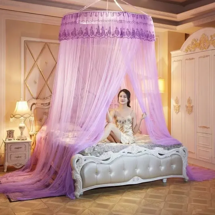 Moustiquaire Dôme Suspendu avec Dentelle – Style Princesse – Universelle pour Lit