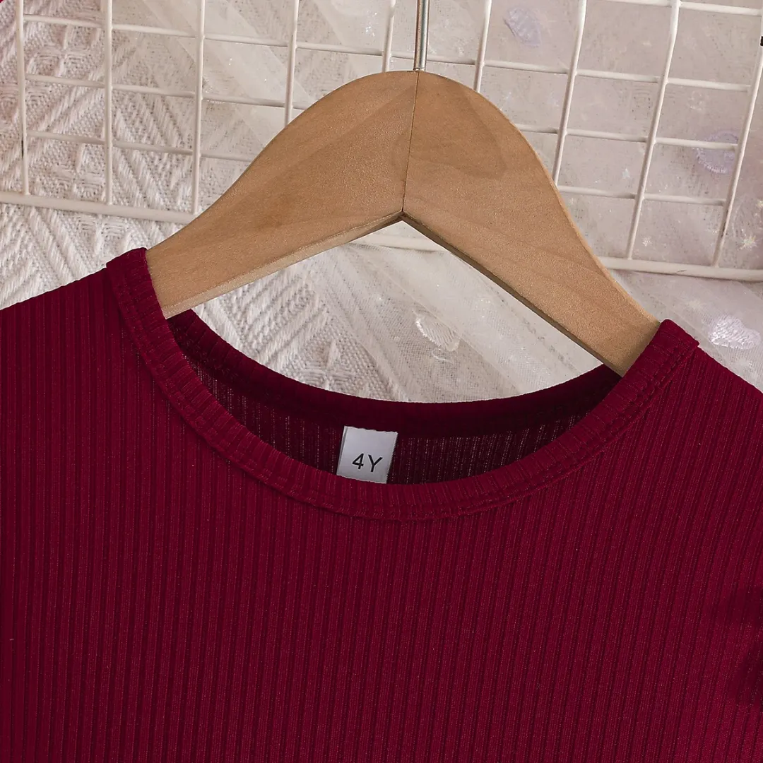 Robe Fille Été Imprimé Papillon – Haut Rouge à Volants & Jupe Fleurie