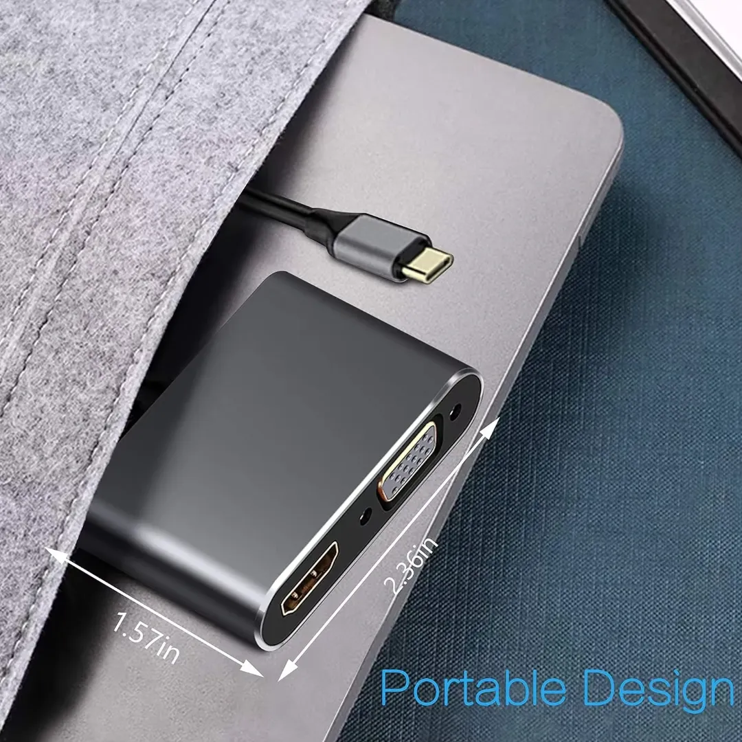 Hub Customusb C vers Usb C Compatible HDMI et VGA Usb3.0 Adaptateur multi-ports Hub Usb