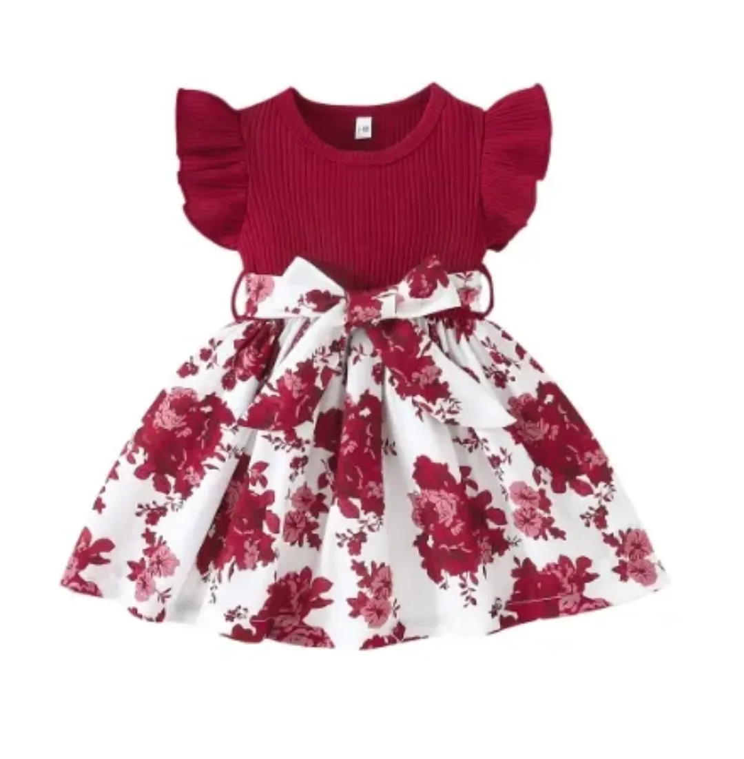 Enfants Filles Jupe Fleur à Manches Courtes Pour Anniversaire Fête De Mariage Bébé Robes