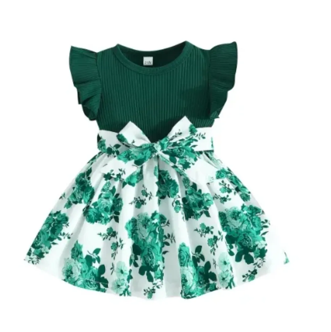 Enfants Filles Jupe Fleur à Manches Courtes Pour Anniversaire Fête De Mariage Bébé Robes