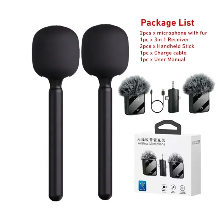 Microphone sans fil 3 en 1 pour interviews, studio, karaoké et enregistrement extérieur