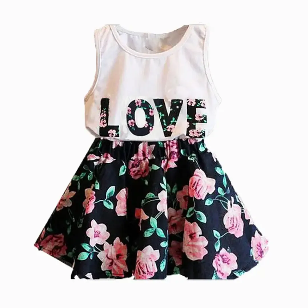 Ensemble Robe Fleurie pour Filles - Haut et Jupe Courte