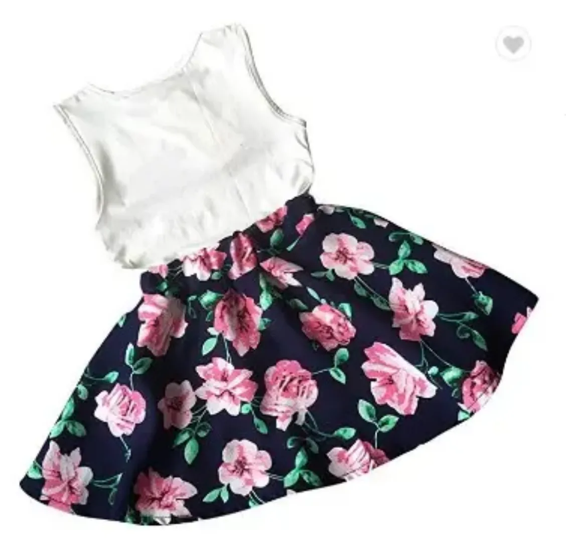 Ensemble Robe Fleurie pour Filles - Haut et Jupe Courte