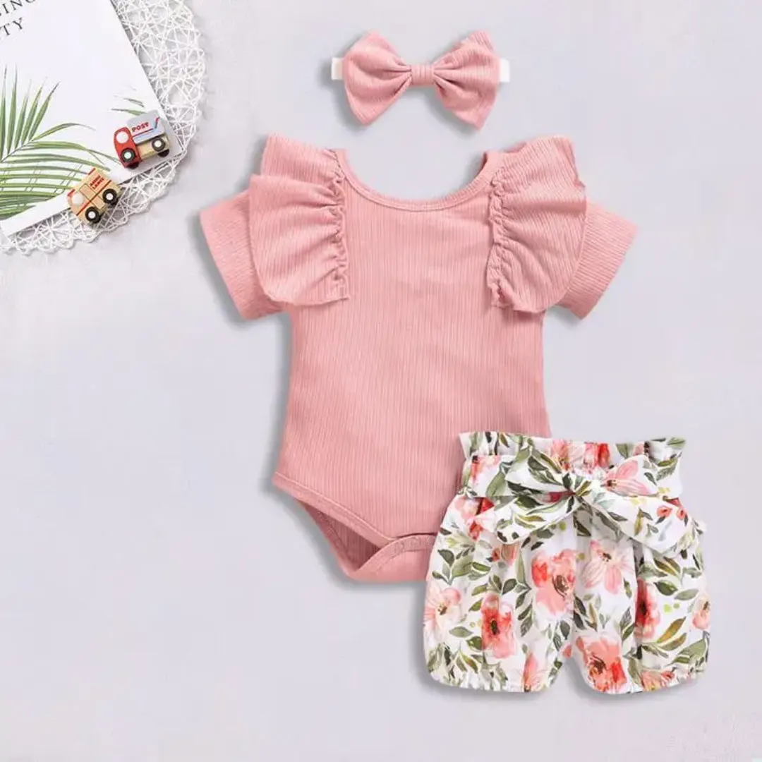 Offre Spéciale 3 À 6 Mois Été Nouveau-né Tenues Infantile Bébé Filles Vêtements Ensembles Avec Bandeaux