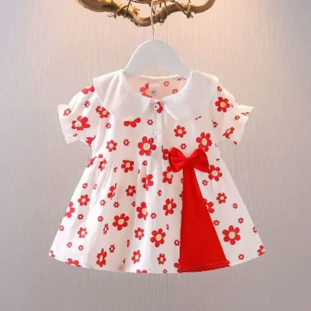 Nouvel Été Floral Bébé Fille Robe Mode Coton Crochet Spaghetti Sangle