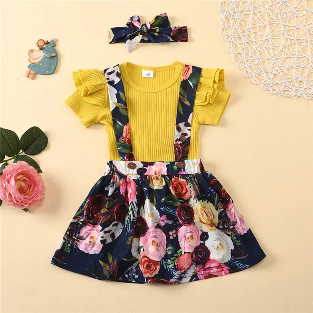 Ensemble de vêtements d'été décontractés pour bébé fille, 2 pièces, motif floral