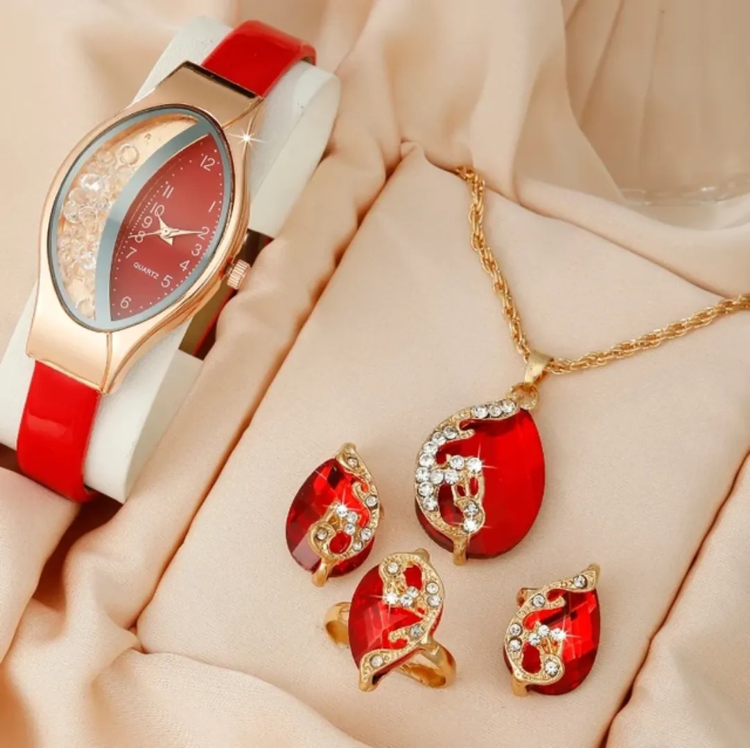 NJC Nouveau 5pcs Set Montres Femmes Bracelet en Cuir