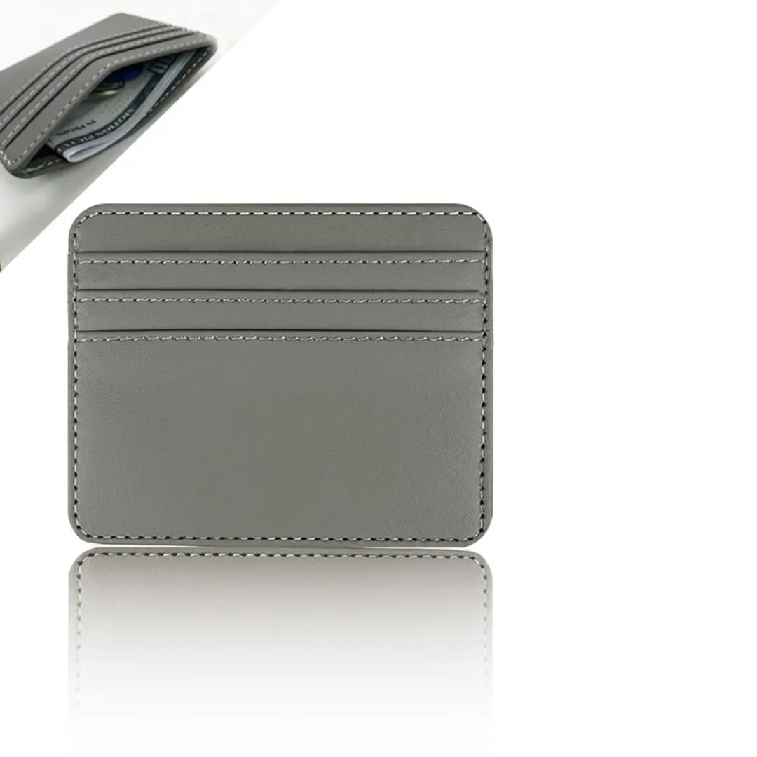 Porte-monnaie en cuir PU avec logo personnalisé, porte-cartes de crédit mince