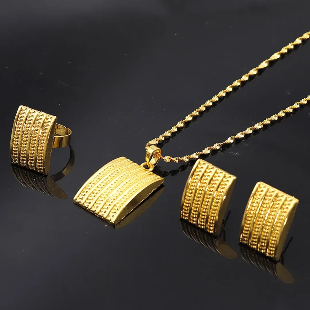 Ensemble de fiançailles éthiopienne érythréenne couleur or