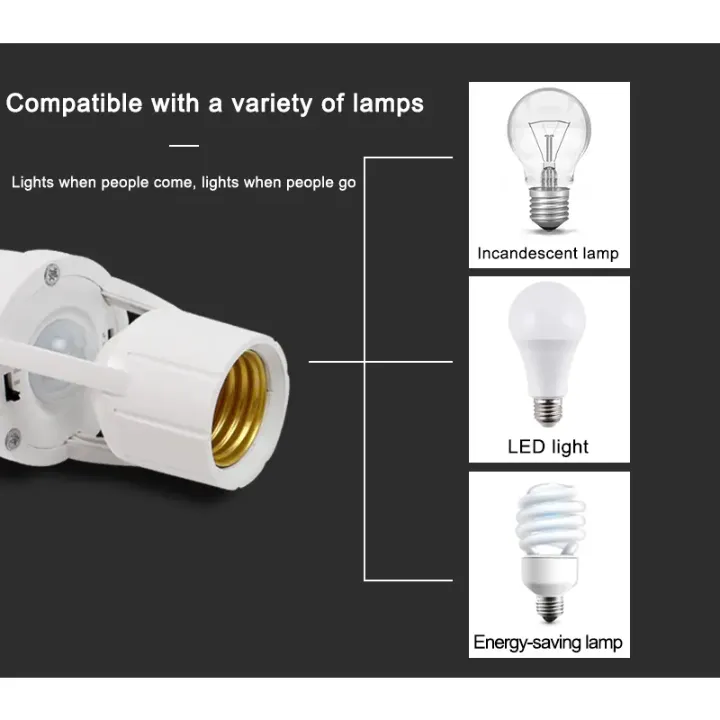 Lot de 100 commutateurs à induction intelligent réglable retard sans câblage E27 capteur de mouvement PIR à vis support de lampe à induction du corps humain