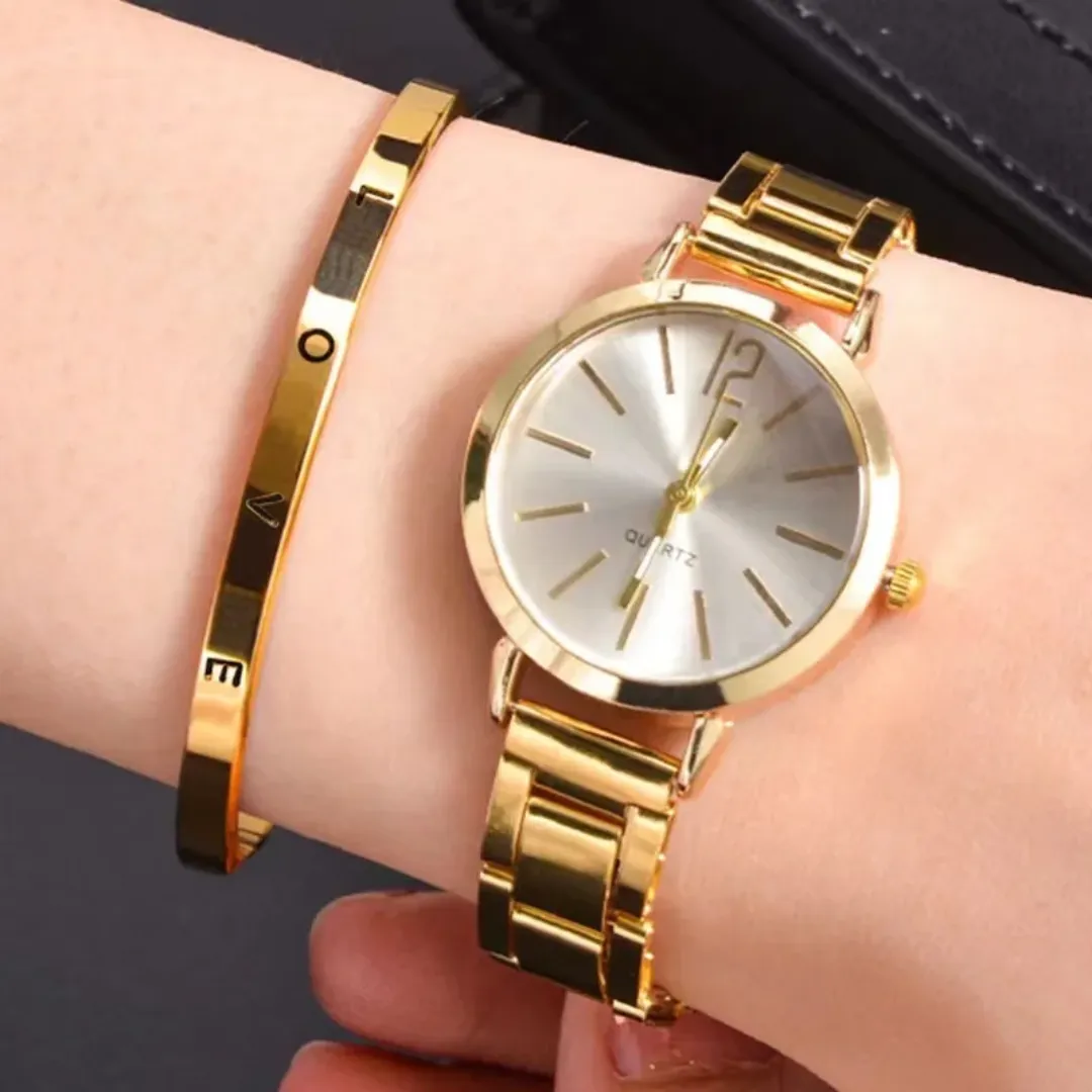 Montre Bracelet Mode Alliage Or pour Femmes
