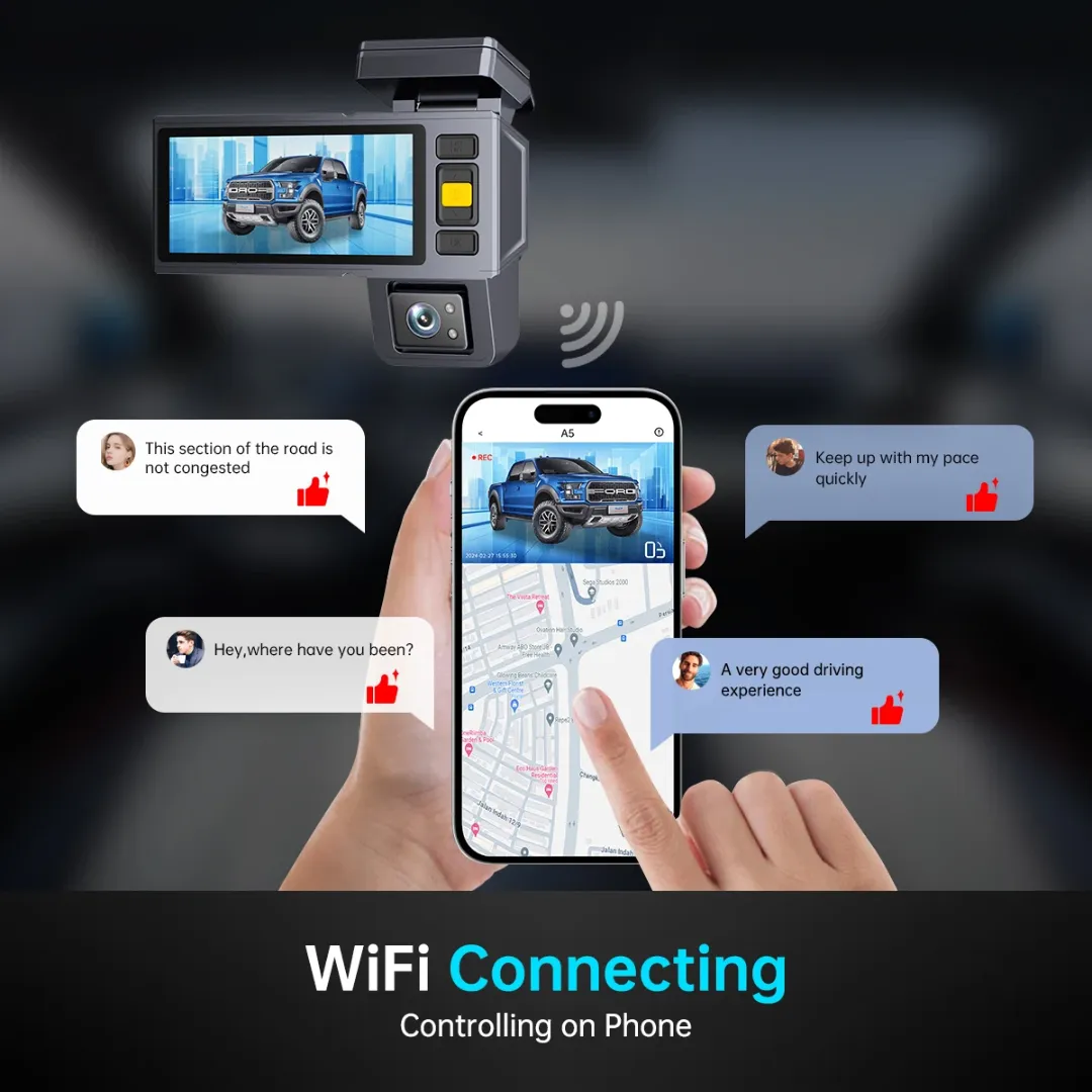 Enregistreur vidéo numérique de voiture à écran IPS Dash Cam 4K 3 canaux