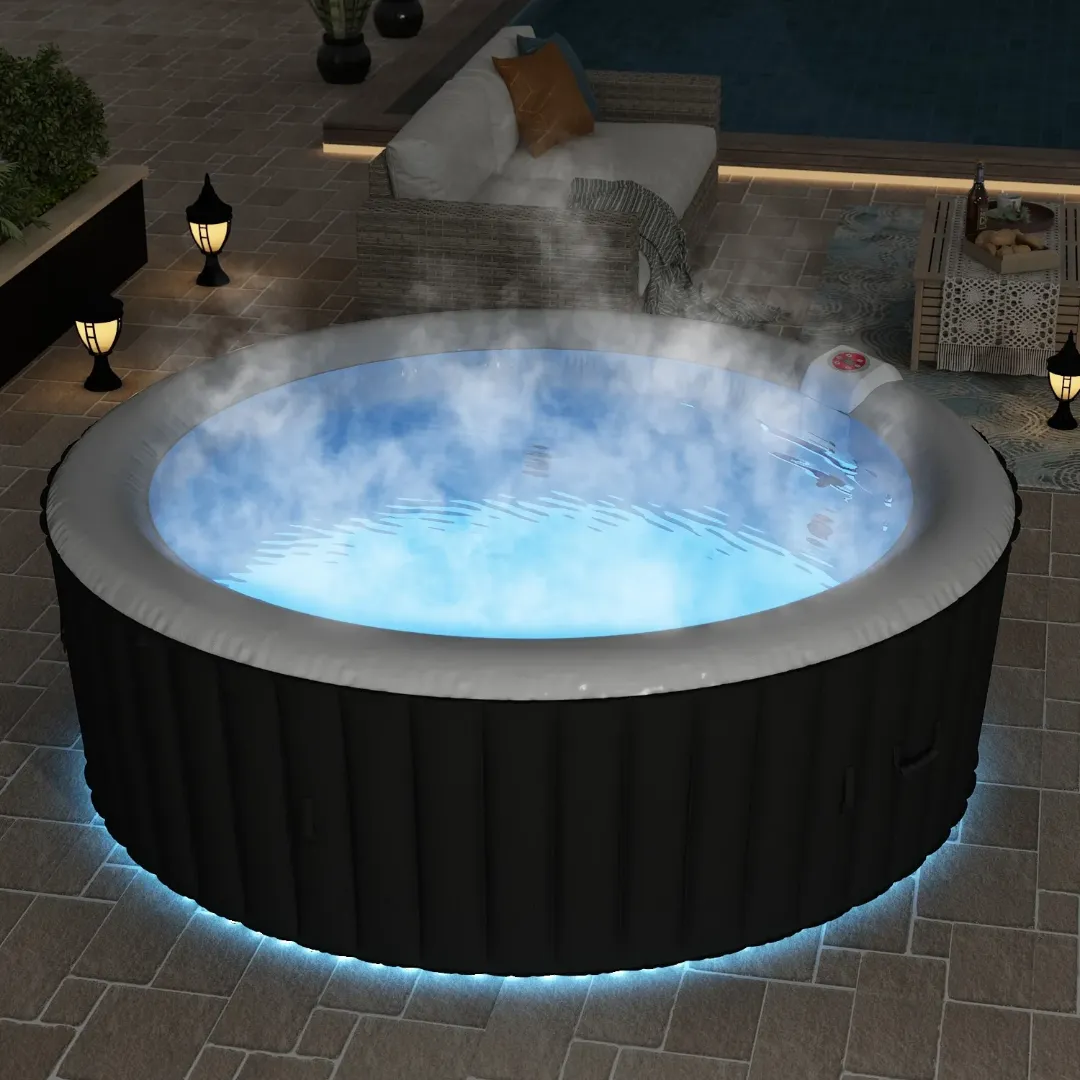 Jacuzzi Gonflable Rond 6 et 4 Places - Spa Portable avec Massage à Bulles - PVC Renforcé