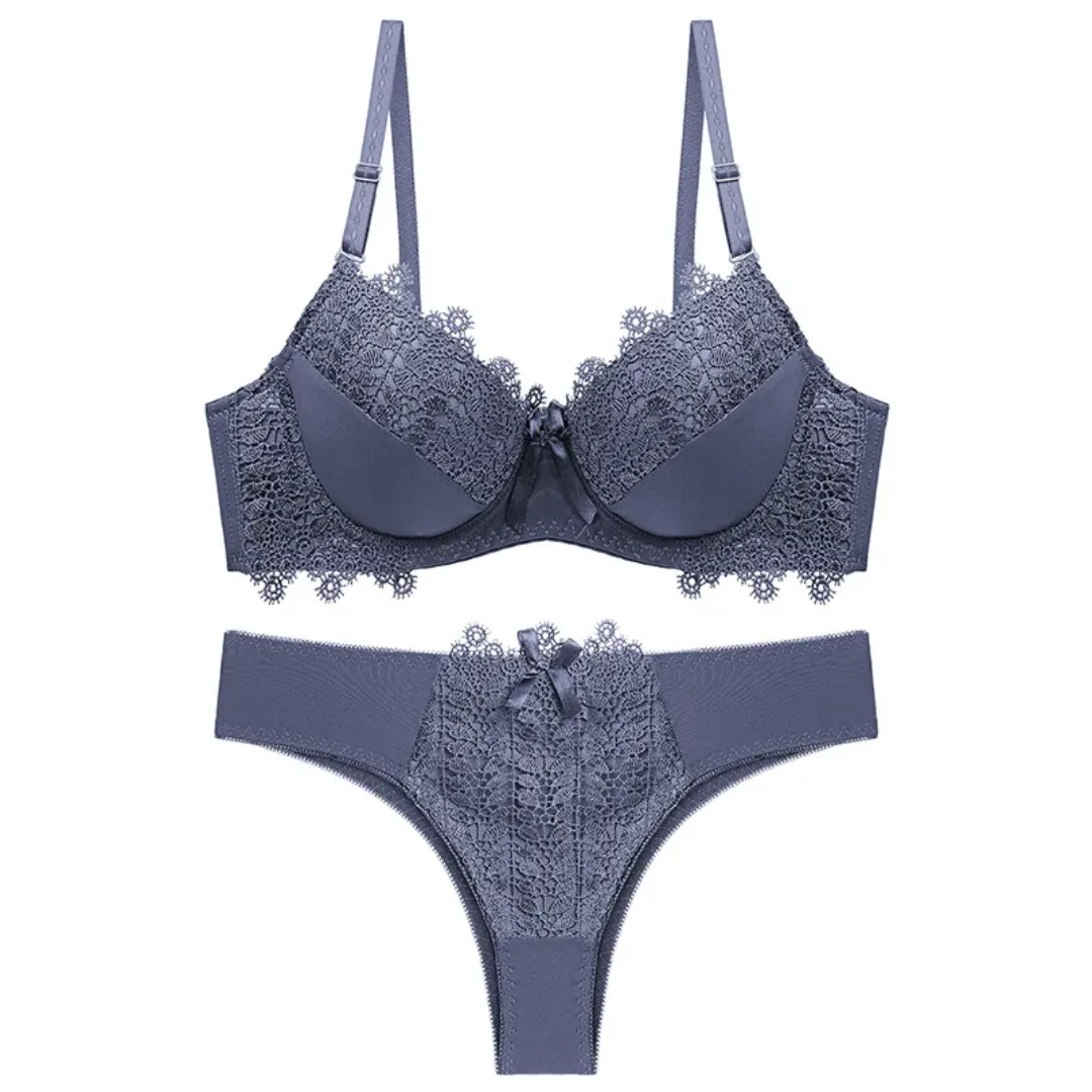 Ensemble de soutien-gorge sexy en dentelle couleur unie