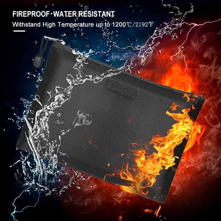 YIHUAXING Sac Document Ignifuge et Étanche avec Double Poche et Fermeture
