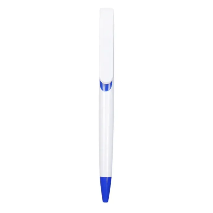 Lot de 100 Stylos Bille Publicitaires – Corps Blanc avec Clip et Bouchon Colorés – Écriture Fluide et Durable