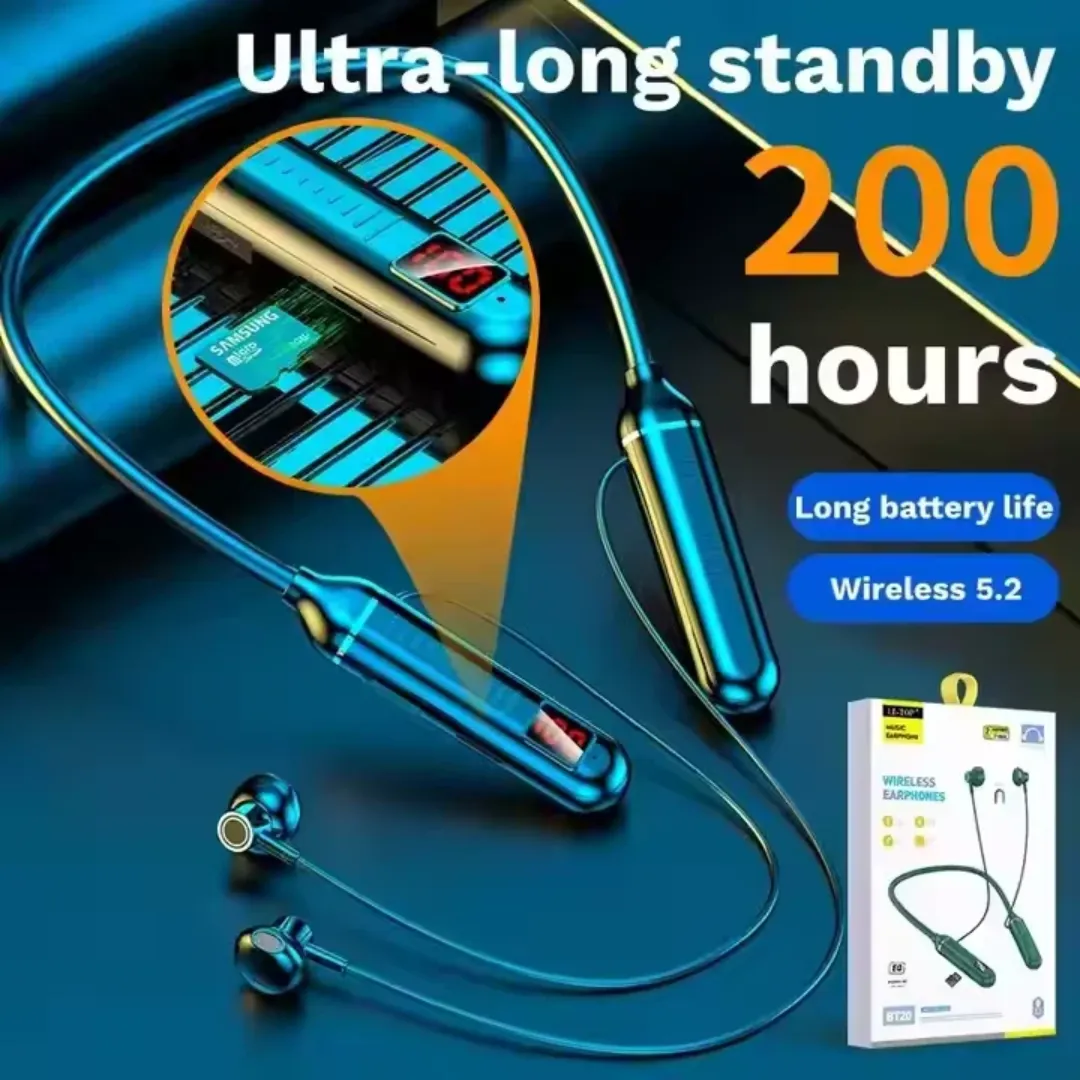 G02 Sports Neckband LED Digital Display Wireless BT Headphone Magnetic Bass Headset