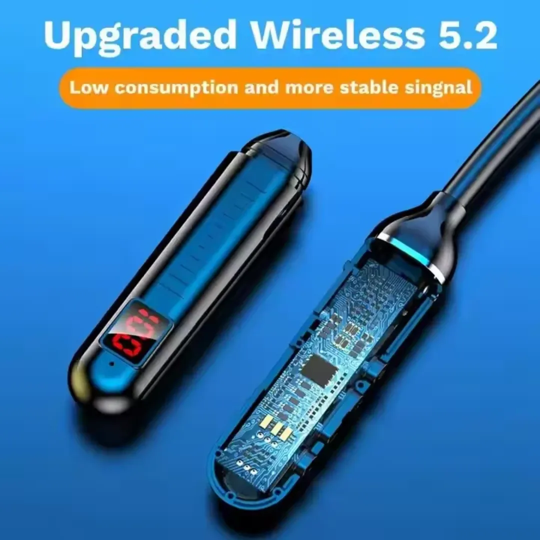 G02 Sports Neckband LED Digital Display Wireless BT Headphone Magnetic Bass Headset