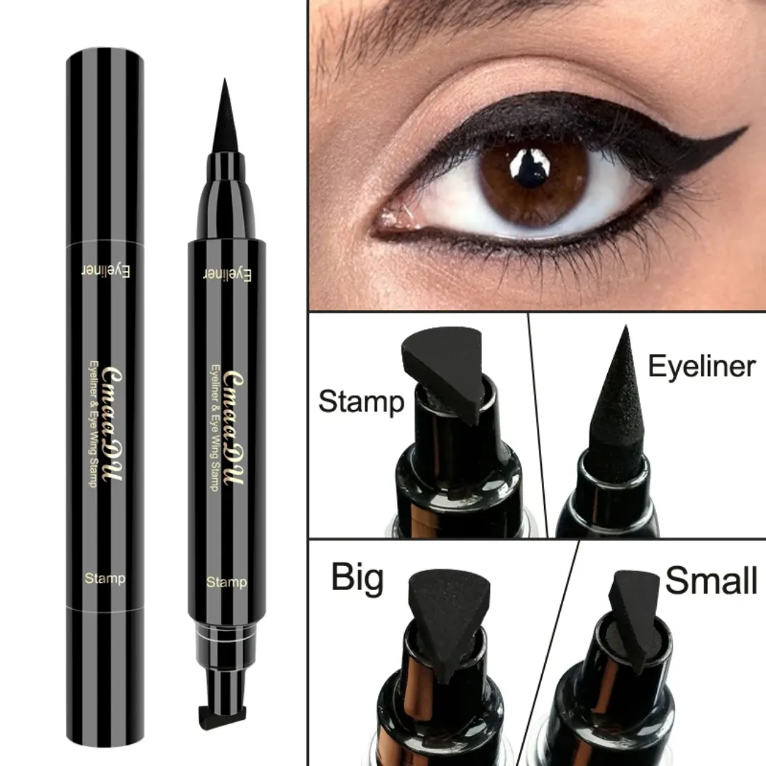 CmaaDu Crayon Eyeliner Liquide Super Étanche Noir Double Tête