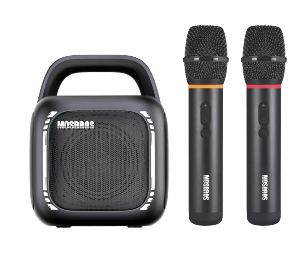 Karabox - Haut-parleur Karaoké Portable avec 2 Microphones, Lumière RGB Bleu Clair - Idéal pour Fête