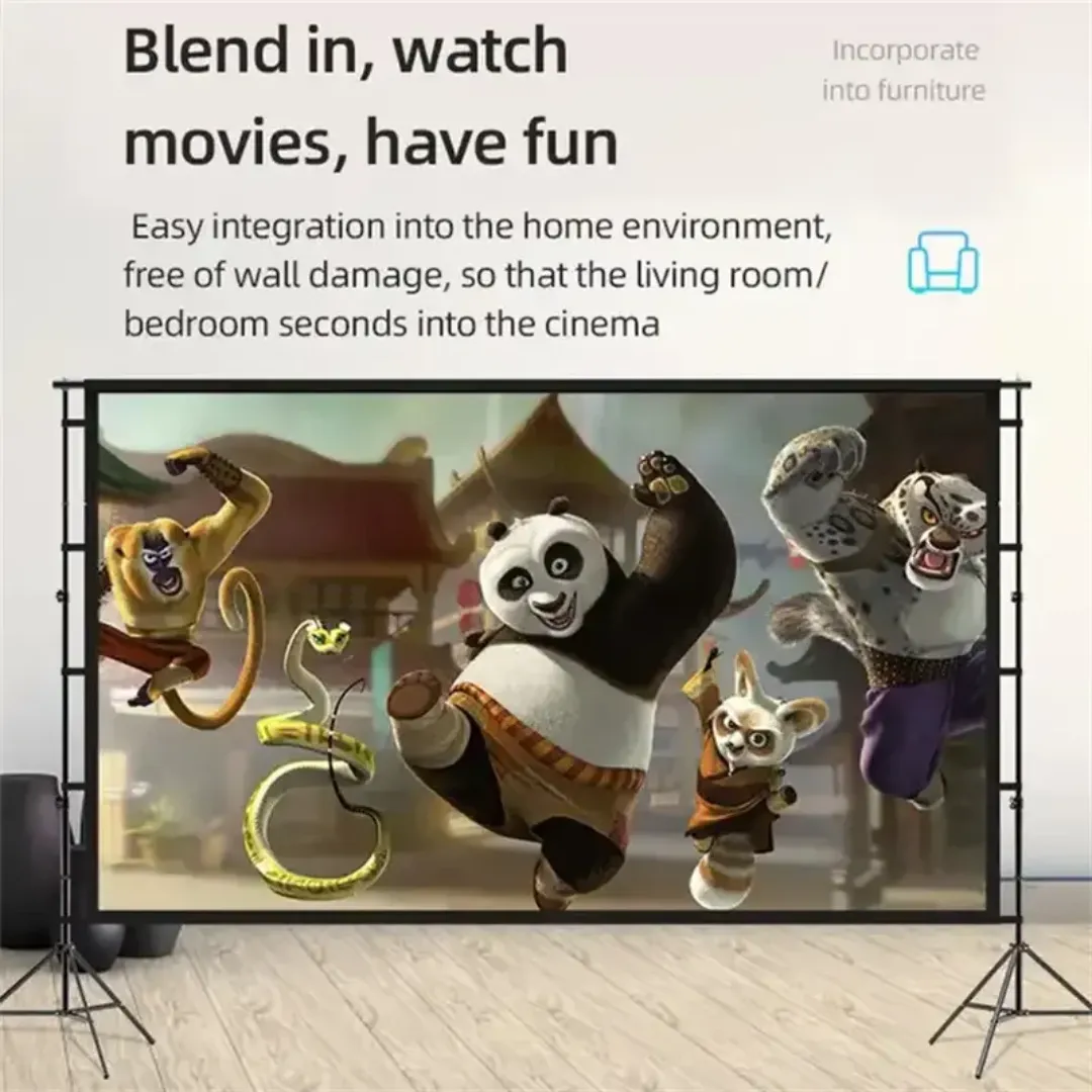 Écran de cinéma projecteur avec support 150 pouces 4K HD 16:9