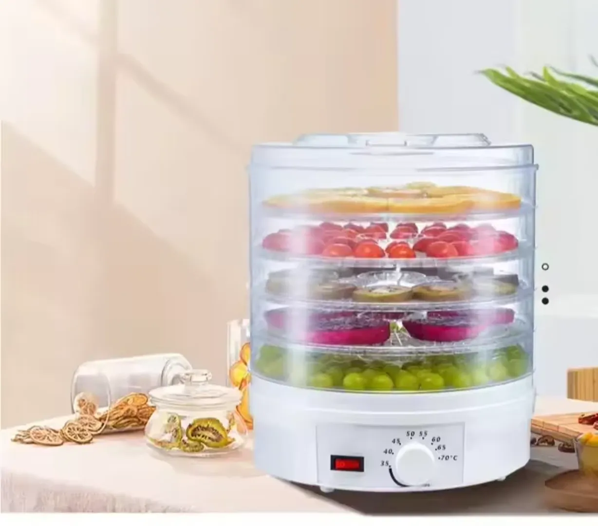 Déshydrateur Alimentaire Multifonction – Séchoir à Fruits, Légumes, Viandes et Aliments pour Animaux – 5 Plateaux, Température Réglable