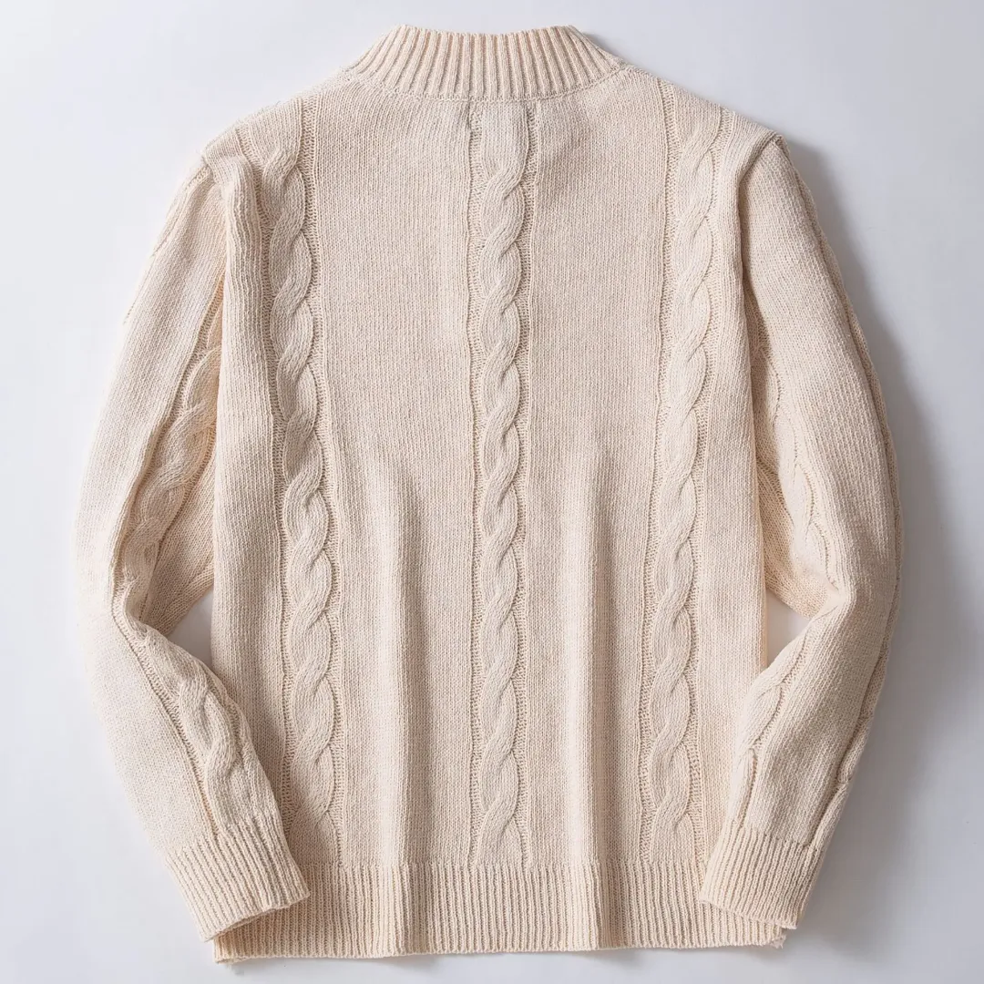 Pull Homme Col Boutonné (Henley) – Maille Torsadée 12GG, Coton/Nylon, Style Décontracté Chic pour Automne/Hiver
