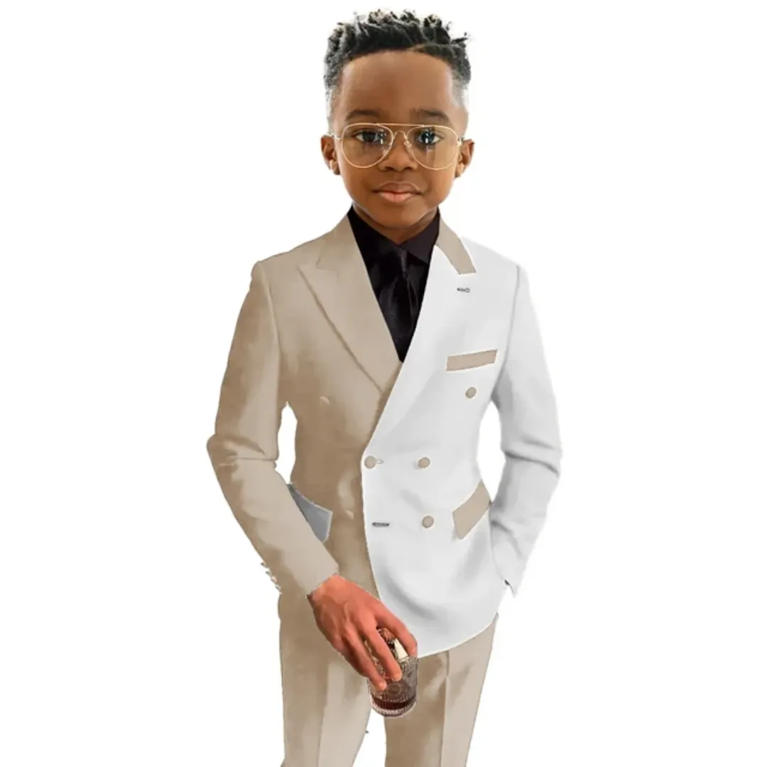 Costume Formel Blanc Bleu Royal Pour Garçons Ensemble De 2 Pièces Pour Enfants De 3 À 16 Ans