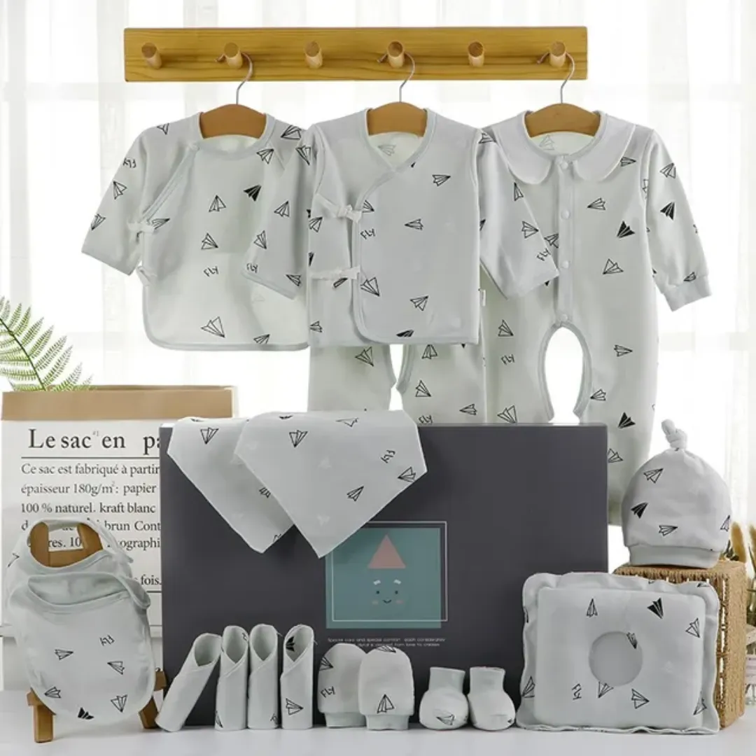 Vente en gros de vêtements de nuit pour bébés de 0 à 1 an - Paquet de 22 pièces en coton biologique
