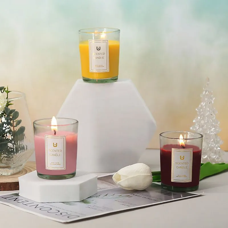 Lot de 6 Bougies d'art en cire de soja parfumée faite à la main prête à être expédiée-Design moderne pour cadeau de vacances et de Ramadan