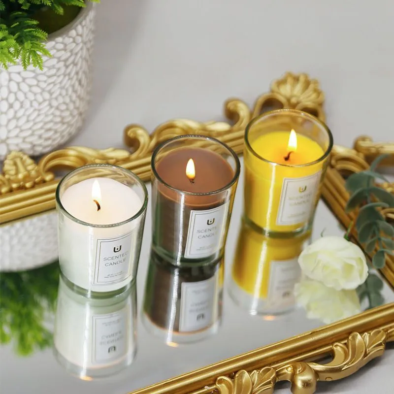 Lot de 6 Bougies d'art en cire de soja parfumée faite à la main prête à être expédiée-Design moderne pour cadeau de vacances et de Ramadan