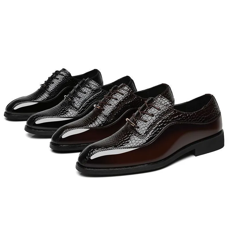 Chaussures Habillées Homme en Cuir Verni – Style Coréen, Design Croco, Business & Soirée – Rehausse Intérieure Disponible