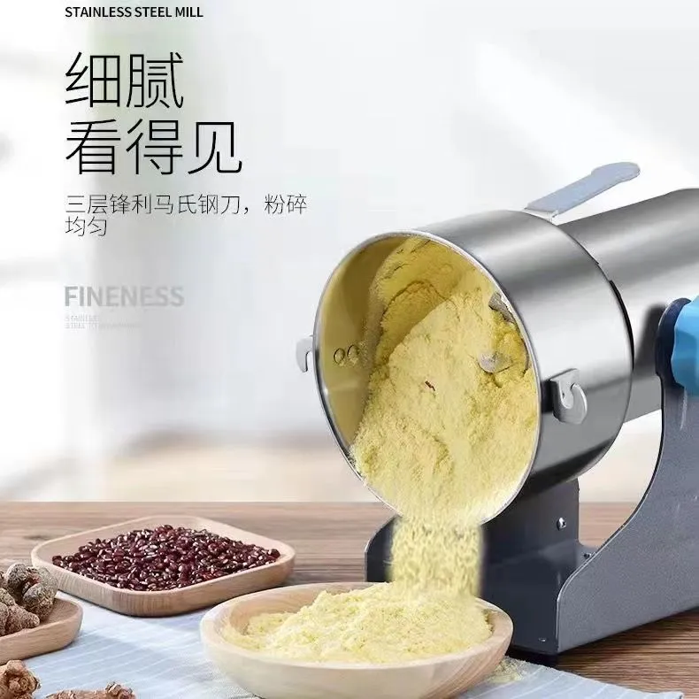 Moulin électrique multifonction en acier inoxydable de 1 à 2 kgs– Broyeur ultra-fin pour céréales, épices et plantes médicinales