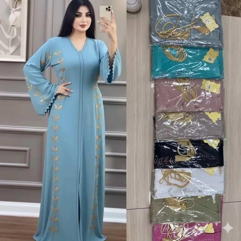 Abaya femme élégante noire brodée – Robe longue arabe chic pour occasions et quotidien