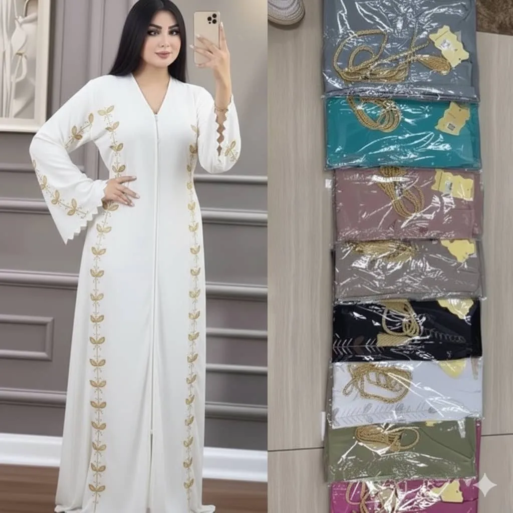 Abaya femme élégante noire brodée – Robe longue arabe chic pour occasions et quotidien