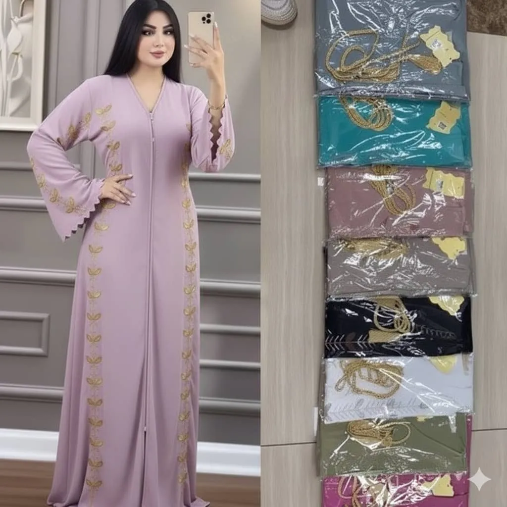 Abaya femme élégante noire brodée – Robe longue arabe chic pour occasions et quotidien