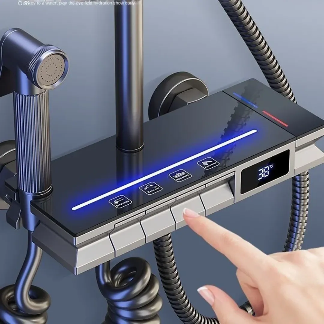 Douche intelligente à affichage LED – Ensemble de douche froide et chaude, contrôle de température numérique 38 °C, design moderne