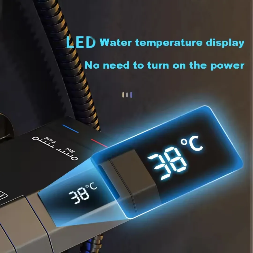 Douche intelligente à affichage LED – Ensemble de douche froide et chaude, contrôle de température numérique 38 °C, design moderne