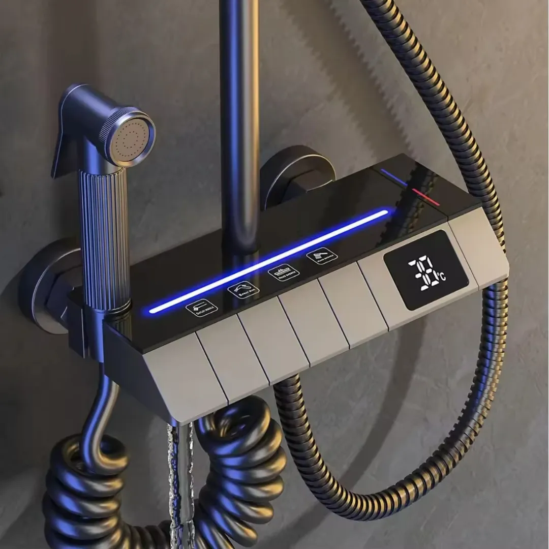 Douche intelligente à affichage LED – Ensemble de douche froide et chaude, contrôle de température numérique 38 °C, design moderne