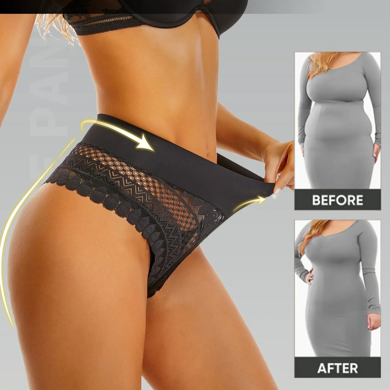 Lot de 3 pièces. Culotte femme dentelle sans couture – Taille haute confortable, élégante et respirante