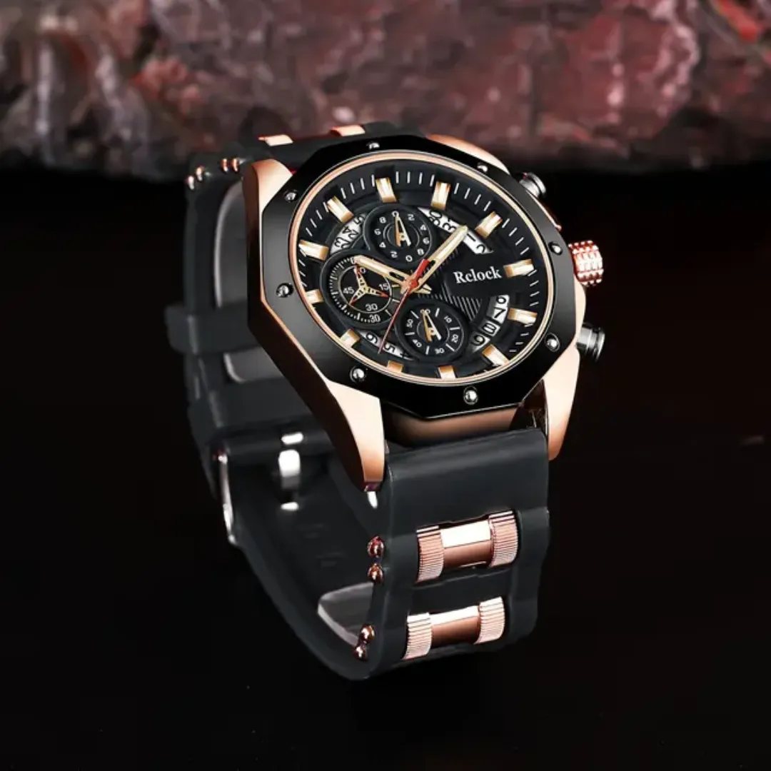 Montre homme à quartz style sport – Bracelet alliage – Cadran rond multifonction – Affichage lumineux