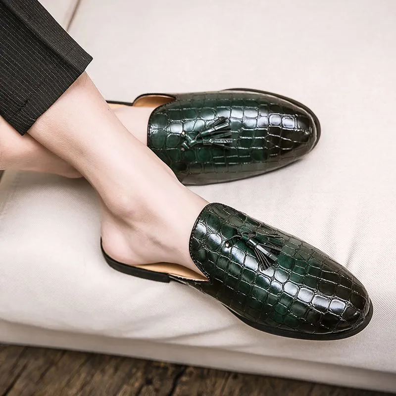 Mocassins mules homme en cuir – Style coréen – Chaussures d’été respirantes et antidérapantes