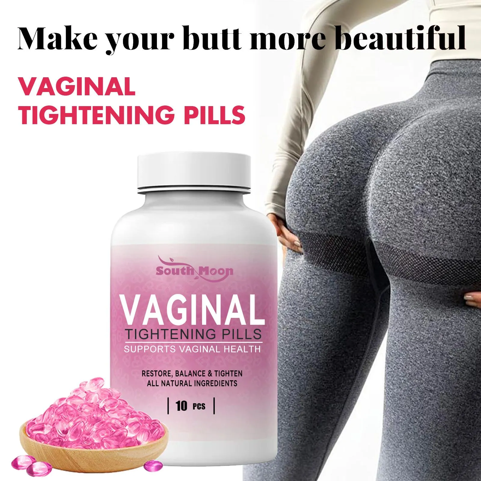Pilules de resserrement vaginal. Soutient la santé vaginale. Gélules de soin intime féminin – Soutien de la santé vaginale (10 capsules)
