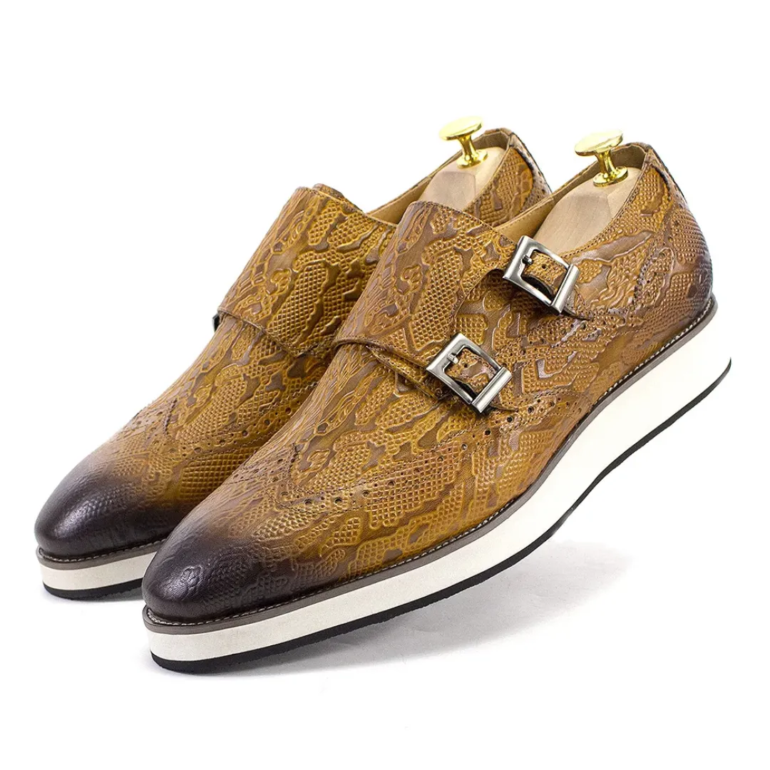 Chaussures homme en cuir véritable – Mocassins élégants à boucle, semelle antidérapante