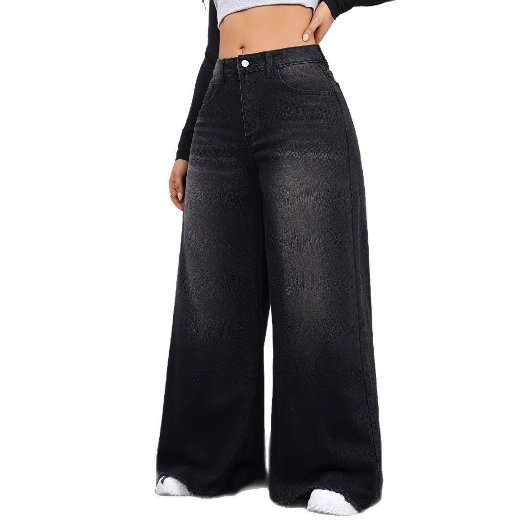Jean femme taille haute coupe large – Style rétro chic, confort et élégance