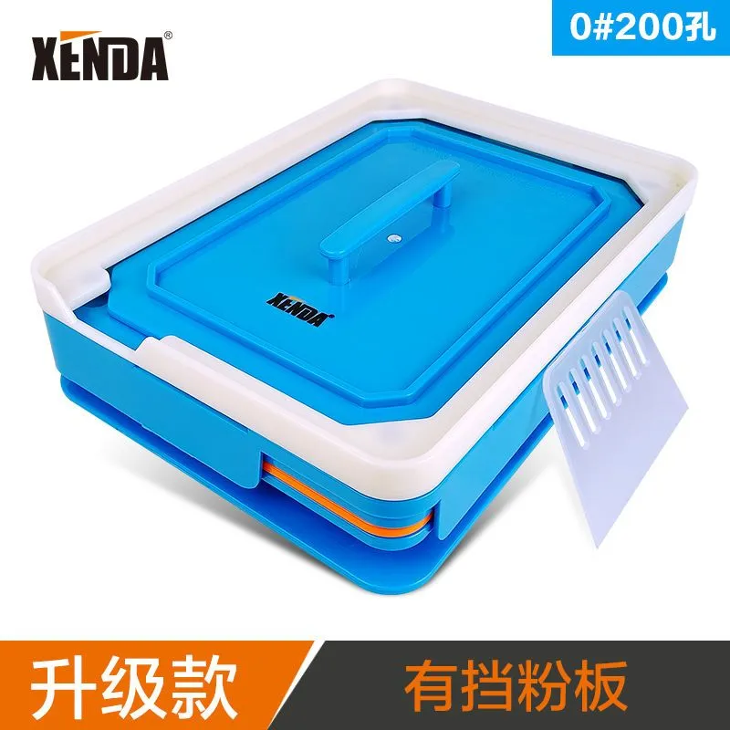 Plateau de remplissage pour gélules XENDA – 100, 200 et 400 trous avec plaque anti-poudre